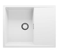 PRIMAGRAN Evier Cuisine en Granit Blanc 62x50cm, Lavabo 1 bac + Kit de Vidage, Évier à Encastrer al mueble 45cm - Ibiza