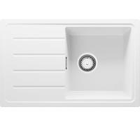 PRIMAGRAN Evier Cuisine en Granit Blanc 70x44cm, Lavabo 1 bac + Kit de Vidage, Évier à Encastrer al mueble 45cm - Copenhague Easy S020