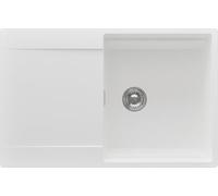 PRIMAGRAN Evier Cuisine en Granit Blanc 78x50cm, Lavabo 1 bac + Kit de Vidage, Évier à Encastrer al mueble 50cm - San Francisco