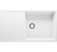 PRIMAGRAN Evier Cuisine en Granit Blanc 90x50cm, Lavabo 1 bac + Kit de Vidage, Évier à Encastrer al mueble 60cm - Ibiza