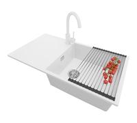 PRIMAGRAN Evier Cuisine en Granit Blanc - Ibiza, 90x50cm