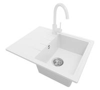 PRIMAGRAN Evier Cuisine en Granit Blanc - Milan, 62x50cm