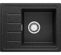 PRIMAGRAN Evier Cuisine en Granit Graphite 55x44cm, Lavabo 1 bac + Kit de Vidage, Évier à Encastrer al mueble 45cm - Copenhague Easy S003