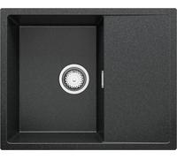 PRIMAGRAN Evier Cuisine en Granit Graphite 62x50cm, Lavabo 1 bac + Kit de Vidage, Évier à Encastrer al mueble 45cm - Ibiza