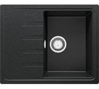 PRIMAGRAN Evier Cuisine en Granit Graphite 62x50cm, Lavabo 1 bac + Kit de Vidage, Évier à Encastrer au meuble 40cm - Milan