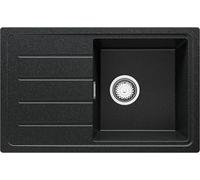 PRIMAGRAN Evier Cuisine en Granit Graphite 70x44cm, Lavabo 1 bac + Kit de Vidage, Évier à Encastrer al mueble 45cm - Copenhague Easy S021