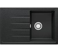 PRIMAGRAN Evier Cuisine en Granit Graphite 78x50cm, Lavabo 1 bac + Kit de Vidage, Évier à Encastrer au meuble 45cm - Milan