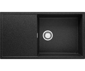 PRIMAGRAN Evier Cuisine en Granit Graphite 90x50cm, Lavabo 1 bac + Kit de Vidage, Évier à Encastrer al mueble 60cm - Ibiza