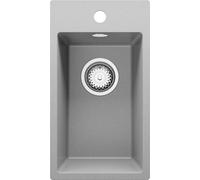 PRIMAGRAN Evier Cuisine en Granit Gris 28x50cm, Lavabo 1 bac + Kit de Vidage, Évier à Encastrer al mueble 30cm - Riga S005