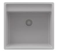 PRIMAGRAN Evier Cuisine en Granit Gris 56x53cm, Lavabo 1 bac + Kit de Vidage, Évier à Encastrer al mueble 60cm - Bergen