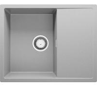 PRIMAGRAN Evier Cuisine en Granit Gris 62x50cm, Lavabo 1 bac + Kit de Vidage, Évier à Encastrer al mueble 45cm - Ibiza