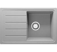 PRIMAGRAN Evier Cuisine en Granit Gris 70x44cm, Lavabo 1 bac + Kit de Vidage, Évier à Encastrer al mueble 45cm - Copenhague Easy S023