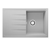 PRIMAGRAN, Evier Cuisine en Granit Gris 78x50cm, Kit de Vidage, Évier à Encastrer au Meuble 45cm - Milan, Beau, Lavabo 1 Bac S7504-X