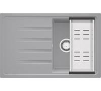 PRIMAGRAN Evier Cuisine en Granit Gris 78x50cm, Lavabo 1 bac + Kit de Vidage, Évier à Encastrer al mueble 45cm - Milan S038