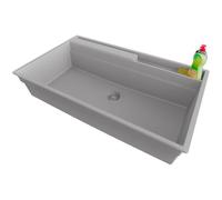 PRIMAGRAN Evier Cuisine en Granit Gris 88x53cm, Lavabo 1 bac + Kit de Vidage, Évier à Encastrer al mueble 90cm - Oslo Pocket