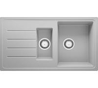 PRIMAGRAN Evier Cuisine en Granit Gris 90x50cm, Lavabo 1,5 bacs + Kit de Vidage, Évier à Encastrer al mueble 60cm - Copenhague Duo