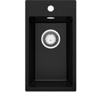 PRIMAGRAN Evier Cuisine en Granit Noir 28x50cm, Lavabo 1 bac + Kit de Vidage, Évier à Encastrer al mueble 30cm - Riga S001