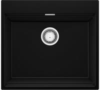 PRIMAGRAN Evier Cuisine en Granit Noir 58x53cm, Lavabo 1 bac + Kit de Vidage, Évier à Encastrer al mueble 60cm - Oslo Max S121