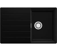 PRIMAGRAN Evier Cuisine en Granit Noir 78x50cm, Lavabo 1 bac + Kit de Vidage, Évier à Encastrer al mueble 45cm - Copenhague S107