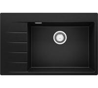 PRIMAGRAN Evier Cuisine en Granit Noir 78x50cm, Lavabo 1 bac + Kit de Vidage, Évier à Encastrer al mueble 50cm - Sydney S295
