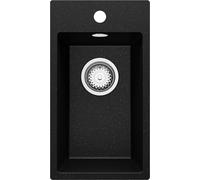 PRIMAGRAN Evier Cuisine en Granit Noir Métallisé 28x50cm, Lavabo 1 bac, Évier à Encastrer al mueble 30cm - Riga