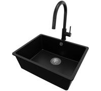 PRIMAGRAN Evier Cuisine en Granit Noir - Venise, 56x44cm