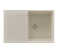 PRIMAGRAN Evier Cuisine en Granit Tout Beige 78x50cm, Lavabo 1 bac + Kit de Vidage, Évier à Encastrer au Meuble 50cm - San Francisco S010