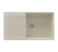 PRIMAGRAN Evier Cuisine en Granit Tout Beige 90x50cm, Lavabo 1 bac + Kit de Vidage, Évier à Encastrer au Meuble 60cm - Copenhague Top S668