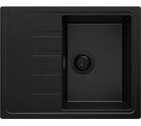 PRIMAGRAN Evier Cuisine en Granit Tout Noir 62x50cm, Lavabo 1 bac, Évier à Encastrer al mueble 40cm - Milan