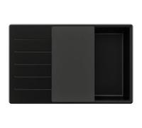 PRIMAGRAN Evier Cuisine en Granit Tout Noir 78x50cm, Lavabo 1 bac + Kit de Vidage + Planche à Découper, Évier à Encastrer au Meuble 60cm - Copenhague Top S655