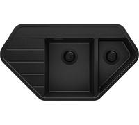 PRIMAGRAN Evier Cuisine en Granit Tout Noir 90x50cm, Lavabo 1,5 bacs + Kit de Vidage, Évier à Encastrer au Meuble 70cm - Copenhague S006