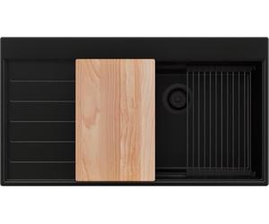 PRIMAGRAN Evier Cuisine en Granit Tout Noir - Sydney, 90x50cm