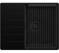 PRIMAGRAN Evier d'angle en Granit au Meuble 45cm + Kit de Vidage, 62x50cm | Set: Kit de Vidage + Égouttoir Enroulable + Lavabo Cuisine 1 Bac - Copenhague, Tout Noir