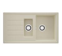 PRIMAGRAN, Evier d'angle en Granit Gris 90x50cm, 1,5 bacs, Accessoire, Évier à Encastrer au meuble 70cm, Vif, Lavabo Cuisine 1 Y3514