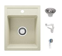 Primagran Évier de cuisine Riga 40 x 50 cm en granit + kit de vidange Évier encastrable en 5 couleurs