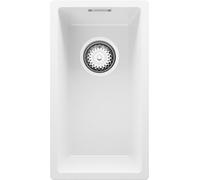 PRIMAGRAN Evier Sous Plan Blanc 26x47cm, Evier en Granit 1 bac + Kit de Vidage, Évier al mueble 30cm - London S002