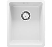 PRIMAGRAN Evier Sous Plan Blanc 36x44cm, Evier en Granit 1 bac, Évier al mueble 40cm - Venise Easy