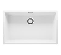 PRIMAGRAN Evier Sous Plan Blanc 76x47cm, Evier en Granit 1 bac + Kit de Vidage, Évier al mueble 80cm - London S478