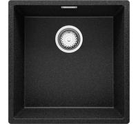 PRIMAGRAN Evier Sous Plan Graphite 46x47cm, Evier en Granit 1 bac + Kit de Vidage, Évier al mueble 50cm - London S003