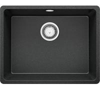 PRIMAGRAN Evier Sous Plan Graphite 56x44cm, Evier en Granit 1 bac + Kit de Vidage, Évier au Meuble 60cm - Venise S063