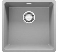 PRIMAGRAN Evier Sous Plan Gris 46x44cm, Evier en Granit 1 bac + Kit de Vidage, Évier al mueble 50cm - Venise Easy S005