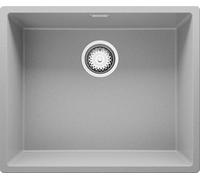 PRIMAGRAN Evier Sous Plan Gris 56x47cm, Evier en Granit 1 bac + Kit de Vidage, Évier au Meuble 60cm - London S301