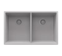 PRIMAGRAN Evier Sous Plan Gris 76x47cm, Evier en Granit 2 bacs + Kit de Vidage, Évier al mueble 80cm - London Twin S009