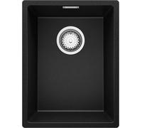 PRIMAGRAN Evier Sous Plan Noir 36x47cm, Evier en Granit 1 bac + Kit de Vidage, Évier al mueble 40cm - London S027