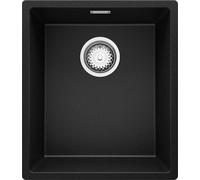 PRIMAGRAN Evier Sous Plan Noir 41x47cm, Evier en Granit 1 bac + Kit de Vidage, Évier al mueble 45cm - London S117