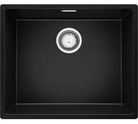 PRIMAGRAN Evier Sous Plan Noir 56x47cm, Evier en Granit 1 bac + Kit de Vidage, Évier al mueble 60cm - London S172