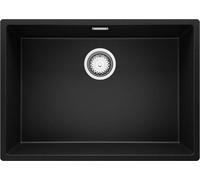 PRIMAGRAN Evier Sous Plan Noir 66x47cm, Evier en Granit 1 bac + Kit de Vidage, Évier al mueble 70cm - London S274