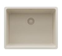 PRIMAGRAN Evier Sous Plan Tout Beige 56x44cm, Evier en Granit 1 bac + Kit de Vidage, Évier au Meuble 60cm - Venise S070