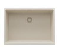 PRIMAGRAN Evier Sous Plan Tout Beige 66x47cm, Evier en Granit 1 bac + Kit de Vidage, Évier au Meuble 70cm - London S396