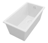 PRIMAGRAN Evier Sous Plan Tout Blanc 26x47cm, Evier en Granit 1 bac, Évier al mueble 30cm - London